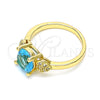Anillo Multi Piedra 01.284.0049.08 Oro Laminado, Diseño de Corazón, con Topacio Azul and Blanca Zirconia Cubica, Pulido, Tono Dorado (Size 8)