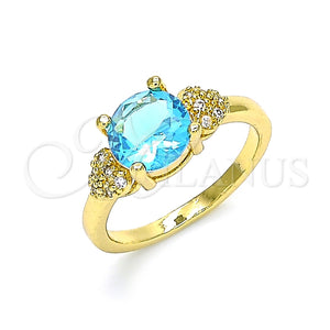 Anillo Multi Piedra 01.284.0049.08 Oro Laminado, Diseño de Corazón, con Topacio Azul and Blanca Zirconia Cubica, Pulido, Tono Dorado (Size 8)