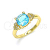 Anillo Multi Piedra 01.284.0049.08 Oro Laminado, Diseño de Corazón, con Topacio Azul and Blanca Zirconia Cubica, Pulido, Tono Dorado (Size 8)