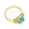 Anillo Multi Piedra 01.284.0049.09 Oro Laminado, Diseño de Corazón, con Topacio Azul and Blanca Zirconia Cubica, Pulido, Tono Dorado (Size 9)
