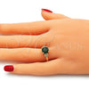 Anillo Multi Piedra 01.284.0049.1.09 Oro Laminado, Diseño de Corazón, con Verde and Blanca Zirconia Cubica, Pulido, Tono Dorado (Size 9)