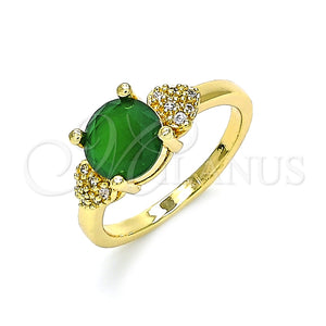 Anillo Multi Piedra 01.284.0049.1.09 Oro Laminado, Diseño de Corazón, con Verde and Blanca Zirconia Cubica, Pulido, Tono Dorado (Size 9)