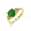 Anillo Multi Piedra 01.284.0049.1.09 Oro Laminado, Diseño de Corazón, con Verde and Blanca Zirconia Cubica, Pulido, Tono Dorado (Size 9)