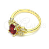 Anillo Multi Piedra 01.284.0050.06 Oro Laminado, Diseño de Oja, con Granate and Blanca Zirconia Cubica, Pulido, Tono Dorado (Size 6)