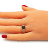 Anillo Multi Piedra 01.284.0050.1.06 Oro Laminado, Diseño de Oja, con Negro and Blanca Zirconia Cubica, Pulido, Tono Dorado (Size 6)