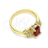 Anillo Multi Piedra 01.284.0050.07 Oro Laminado, Diseño de Oja, con Granate and Blanca Zirconia Cubica, Pulido, Tono Dorado (Size 7)