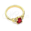 Anillo Multi Piedra 01.284.0051.06 Oro Laminado, con Granate and Blanca Zirconia Cubica, Pulido, Tono Dorado (Size 6)