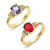 Anillo Multi Piedra 01.284.0051.06 Oro Laminado, con Granate and Blanca Zirconia Cubica, Pulido, Tono Dorado (Size 6)