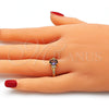 Anillo Multi Piedra 01.284.0051.1.06 Oro Laminado, con Amatista and Blanca Zirconia Cubica, Pulido, Tono Dorado (Size 6)