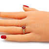 Anillo Multi Piedra 01.284.0051.07 Oro Laminado, con Granate and Blanca Zirconia Cubica, Pulido, Tono Dorado (Size 7)