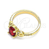 Anillo Multi Piedra 01.284.0051.07 Oro Laminado, con Granate and Blanca Zirconia Cubica, Pulido, Tono Dorado (Size 7)