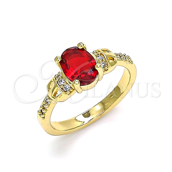 Anillo Multi Piedra 01.284.0051.07 Oro Laminado, con Granate and Blanca Zirconia Cubica, Pulido, Tono Dorado (Size 7)