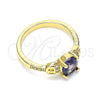 Anillo Multi Piedra 01.284.0051.1.07 Oro Laminado, con Amatista and Blanca Zirconia Cubica, Pulido, Tono Dorado (Size 7)