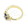 Anillo Multi Piedra 01.284.0051.1.07 Oro Laminado, con Amatista and Blanca Zirconia Cubica, Pulido, Tono Dorado (Size 7)