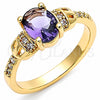 Anillo Multi Piedra 01.284.0051.1.07 Oro Laminado, con Amatista and Blanca Zirconia Cubica, Pulido, Tono Dorado (Size 7)