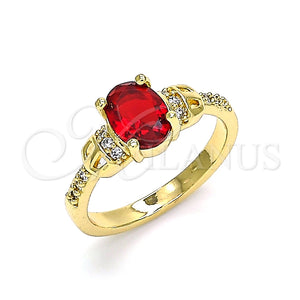 Anillo Multi Piedra 01.284.0051.08 Oro Laminado, con Granate and Blanca Zirconia Cubica, Pulido, Tono Dorado (Size 8)