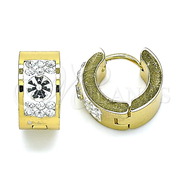 Argolla Huggie 02.384.0016.12 Acero Inoxidable, con Blanca Cristal, Pulido, Tono Dorado