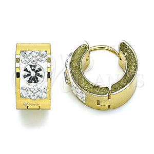 Argolla Huggie 02.384.0016.12 Acero Inoxidable, con Blanca Cristal, Pulido, Tono Dorado