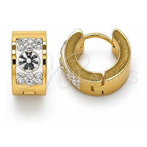 Argolla Huggie 02.384.0016.12 Acero Inoxidable, con Cristal Blanca, Pulido, Tono Dorado