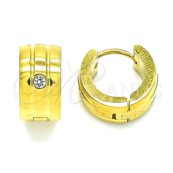 Argolla Huggie 02.384.0022.12 Acero Inoxidable, con Blanca Cristal, Pulido, Tono Dorado