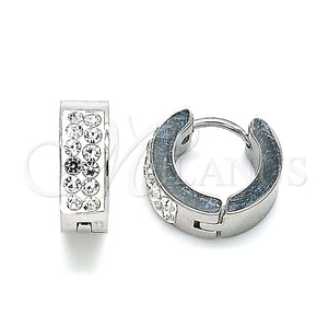 Argolla Huggie 02.384.0023.12 Acero Inoxidable, con Blanca Cristal, Pulido, Tono Plateado
