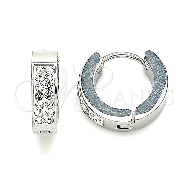 Argolla Huggie 02.384.0024.12 Acero Inoxidable, con Blanca Cristal, Pulido, Tono Plateado
