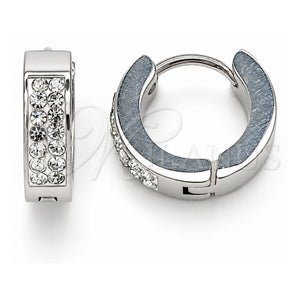 Argolla Huggie 02.384.0024.12 Acero Inoxidable, con Cristal Blanca, Pulido, Tono Plateado