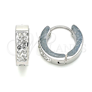 Argolla Huggie 02.384.0024.12 Acero Inoxidable, con Blanca Cristal, Pulido, Tono Plateado