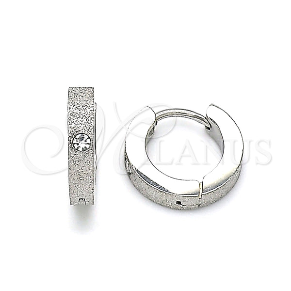 Argolla Huggie 02.384.0029.12 Acero Inoxidable, con Blanca Cristal, Mate, Tono Plateado