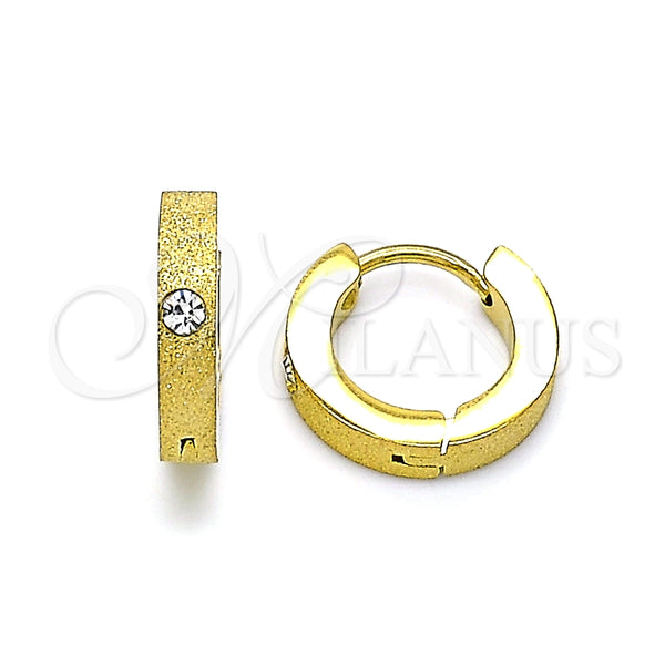 Argolla Huggie 02.384.0029.1.12 Acero Inoxidable, con Blanca Cristal, Mate, Tono Dorado