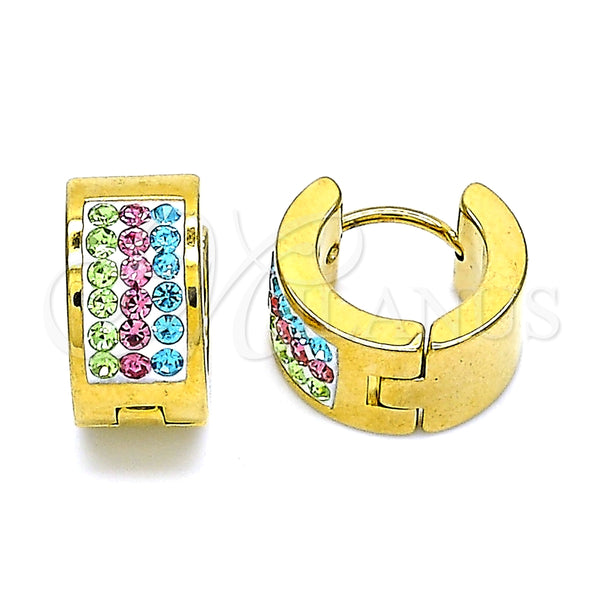 Argolla Huggie 02.384.0032.12 Acero Inoxidable, con Multicolor Cristal, Pulido, Tono Dorado