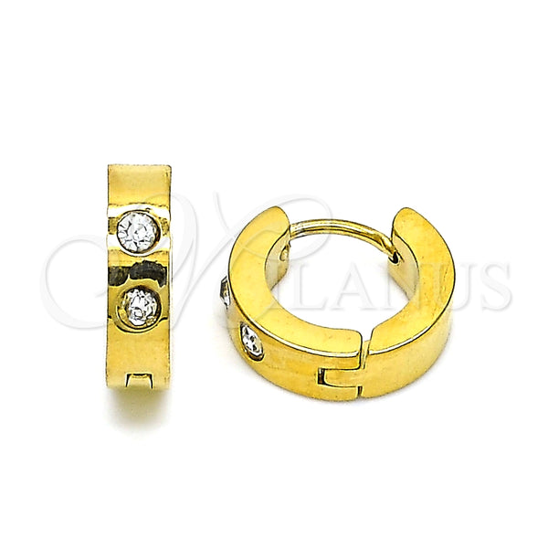 Argolla Huggie 02.384.0036.1.12 Acero Inoxidable, con Blanca Cristal, Pulido, Tono Dorado