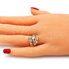 Anillo Multi Piedra 01.221.0006.09 Oro Laminado, con Blanca Zirconia Cubica, Pulido, Tono Dorado (Size 9)