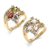 Anillo Multi Piedra 01.221.0006.09 Oro Laminado, con Blanca Zirconia Cubica, Pulido, Tono Dorado (Size 9)