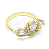 Anillo Multi Piedra 01.221.0007.09 Oro Laminado, Diseño de Gota, con Blanca Zirconia Cubica, Pulido, Tono Dorado (Size 9)