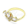 Anillo Multi Piedra 01.221.0007.09 Oro Laminado, Diseño de Gota, con Blanca Zirconia Cubica, Pulido, Tono Dorado (Size 9)