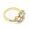 Anillo Multi Piedra 01.221.0008.09 Oro Laminado, Diseño de Gota, con Blanca Zirconia Cubica, Pulido, Tono Dorado (Size 9)