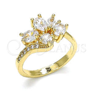 Anillo Multi Piedra 01.221.0008.09 Oro Laminado, Diseño de Gota, con Blanca Zirconia Cubica, Pulido, Tono Dorado (Size 9)
