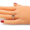 Anillo Multi Piedra 01.221.0013.09 Oro Laminado, Diseño de Baguette, con Granate and Blanca Zirconia Cubica, Pulido, Tono Dorado (Size 9)