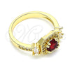 Anillo Multi Piedra 01.221.0013.09 Oro Laminado, Diseño de Baguette, con Granate and Blanca Zirconia Cubica, Pulido, Tono Dorado (Size 9)