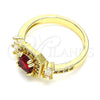 Anillo Multi Piedra 01.221.0013.09 Oro Laminado, Diseño de Baguette, con Granate and Blanca Zirconia Cubica, Pulido, Tono Dorado (Size 9)