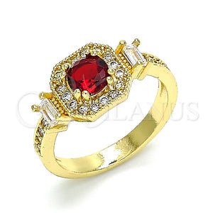 Anillo Multi Piedra 01.221.0013.09 Oro Laminado, Diseño de Baguette, con Granate and Blanca Zirconia Cubica, Pulido, Tono Dorado (Size 9)