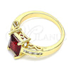 Anillo Multi Piedra 01.221.0014.2.09 Oro Laminado, con Granate and Blanca Zirconia Cubica, Pulido, Tono Dorado (Size 9)