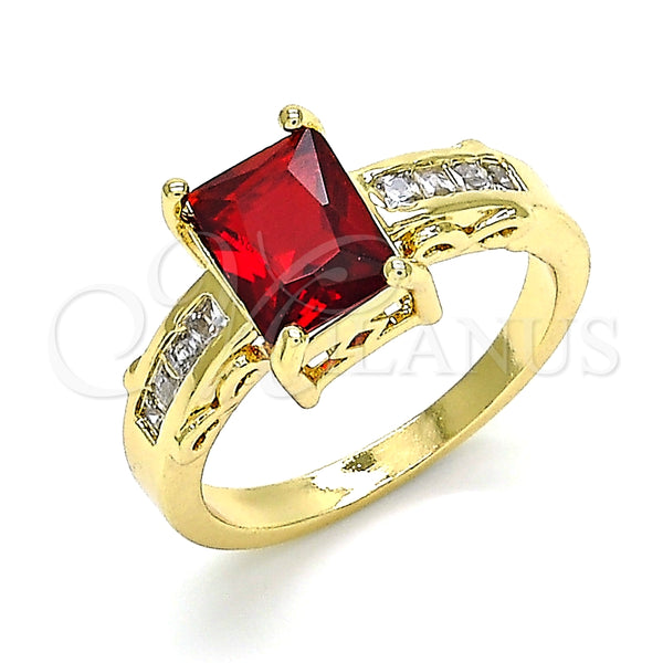 Anillo Multi Piedra 01.221.0014.2.09 Oro Laminado, con Granate and Blanca Zirconia Cubica, Pulido, Tono Dorado (Size 9)