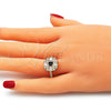 Anillo Multi Piedra 01.221.0015.2.09 Oro Laminado, con Negro and Blanca Zirconia Cubica, Pulido, Tono Dorado (Size 9)