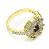 Anillo Multi Piedra 01.221.0015.2.09 Oro Laminado, con Negro and Blanca Zirconia Cubica, Pulido, Tono Dorado (Size 9)
