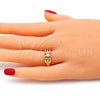 Anillo Multi Piedra 01.284.0052.06 Oro Laminado, con Chanpan Oscuro and Blanca Zirconia Cubica, Pulido, Tono Dorado (Size 6)