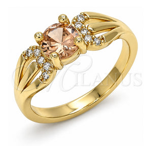 Anillo Multi Piedra 01.284.0052.06 Oro Laminado, con Zirconia Cubica Chanpan Oscuro y Blanca, Pulido, Tono Dorado (Tamaño 6)