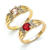Anillo Multi Piedra 01.284.0052.06 Oro Laminado, con Chanpan Oscuro and Blanca Zirconia Cubica, Pulido, Tono Dorado (Size 6)