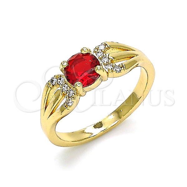 Anillo Multi Piedra 01.284.0052.1.06 Oro Laminado, con Granate and Blanca Zirconia Cubica, Pulido, Tono Dorado (Size 6)